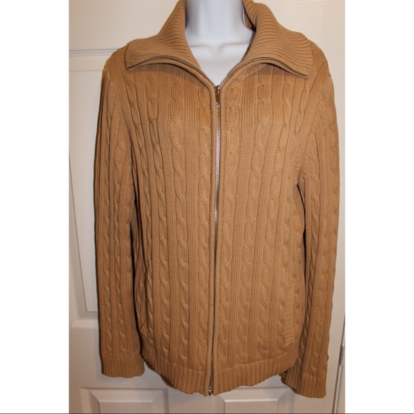 Anne Klein Sweaters - AK Sport Cable Zip-up Sweater L